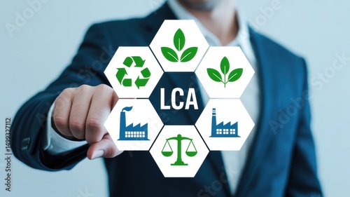 Person selecting life cycle assessment options.