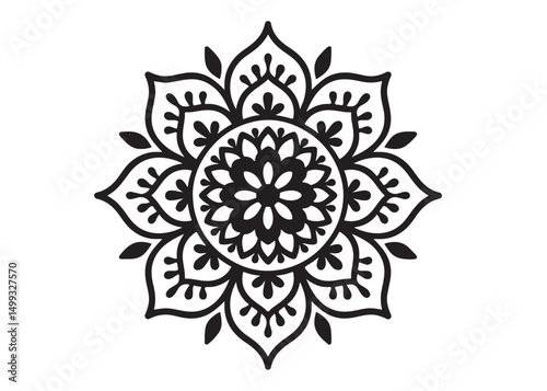 black mandala logo silhouette design, mandala design logo icon silhouette, mandala design patterns silhouette vector, Simple mandala design logo silhouette in vector style with a white background