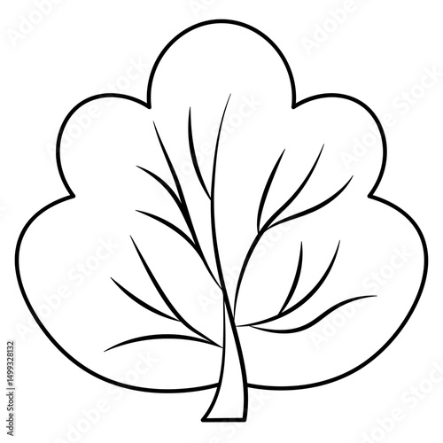Lush bush. Curved branches and stocky trunk. Sketch. Vector illustration. Outline on isolated white background. Doodle style. Coloring book for children. Idea for web design
