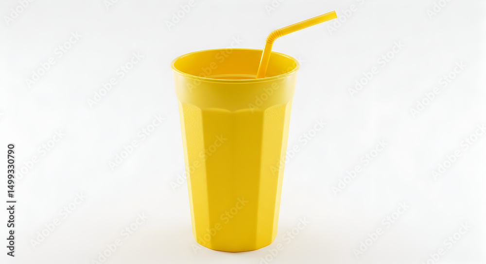 CUP WITH STRAW IN WHITE BACKGROUND CUP WITH STRAW IN WHITE BACKGROUND