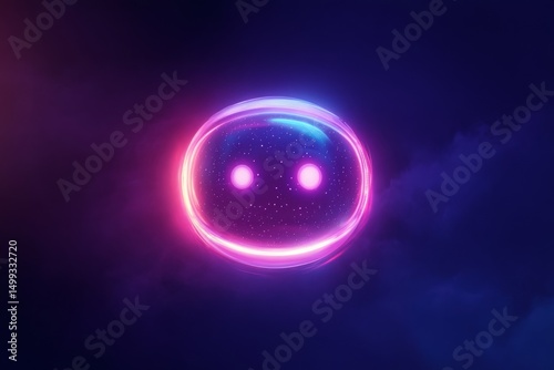 Futuristic neon ai chatbot icon design for digital interfaces