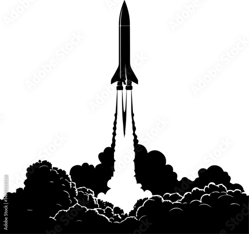 Rocket Launch Silhouette - Space Exploration and Technology
