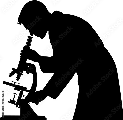 Scientist with Microscope Silhouette - Science Research Illustration