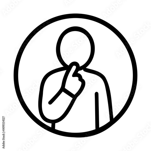 Thinking person icon with hand on chin