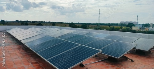 solar rooftop with a backside industrial view — ideal for clean energy, industrial sustainability, and infrastructure visuals: