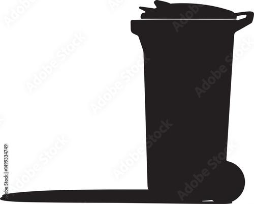 Black Silhouette of a Wheeled Waste Bin Icon