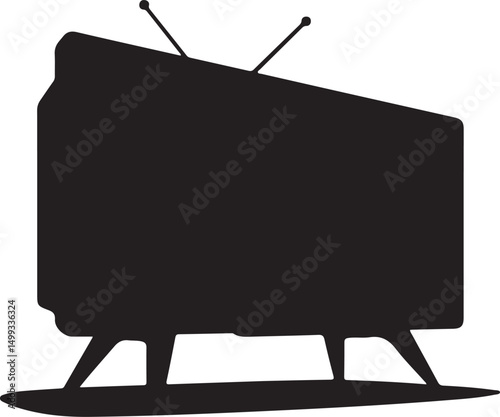 Retro Television Silhouette Icon Illustration