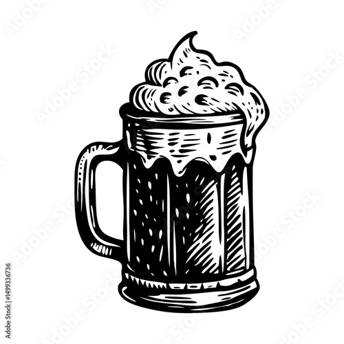 A vintage style illustration of butterbeer mug