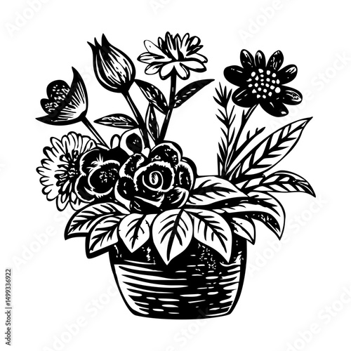 A vintage illustration showing floral centrepiece 