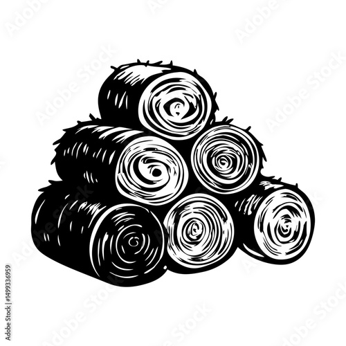 A vintage style illustration showing loose hay