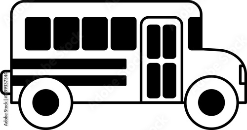 black and white illustration of a school bus