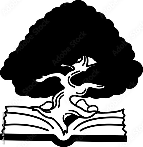 black and white illustration of a botany book