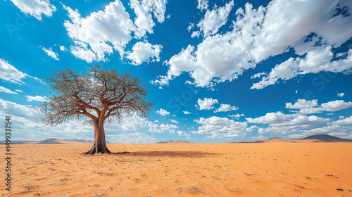 baobab on a dry sandy savannah in Africa