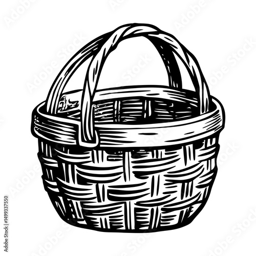 A vintage illustration of traditional wicker basket