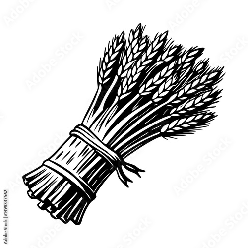 A vintage style illustration showing wheat bundle
