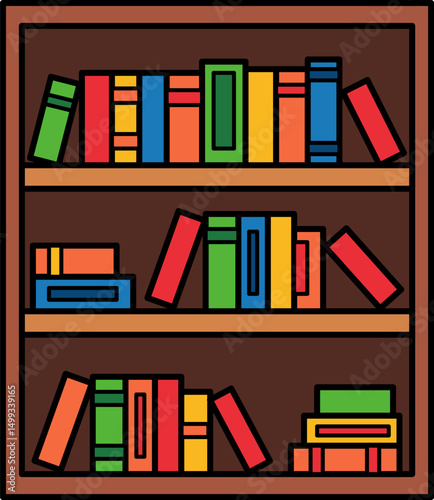 A bookcase with many books on it