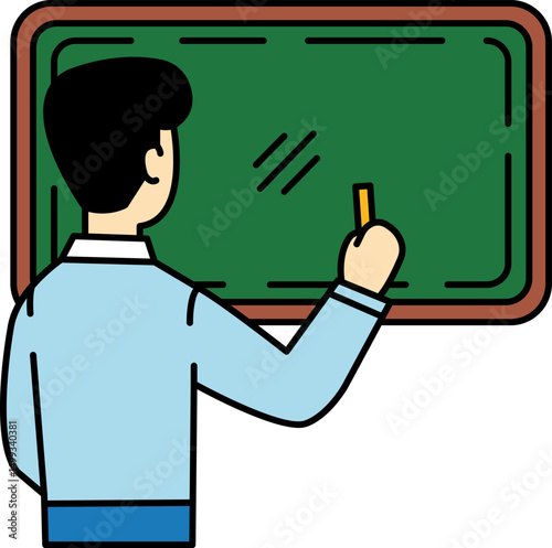 A man writing on a blackboard