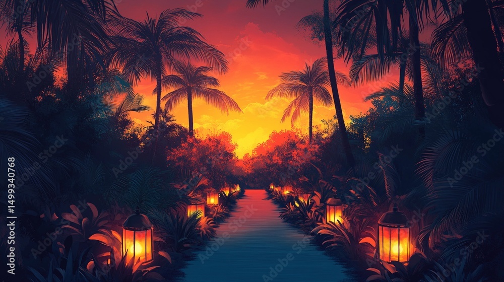 Obraz premium Evening wedding background with soft glowing light, ideal for romantic themes, event invitations, and elegant celebration designs.