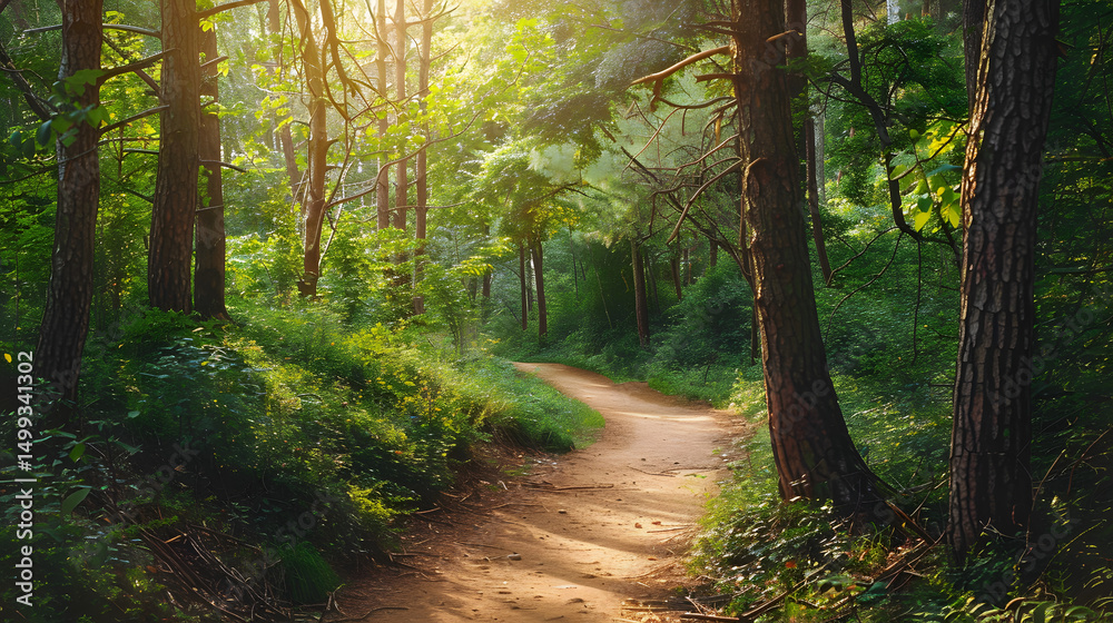 Obraz premium enchanting forest path lush greenery