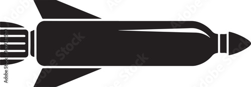 Simple Black Silhouette of a Rocket Ship in Flight