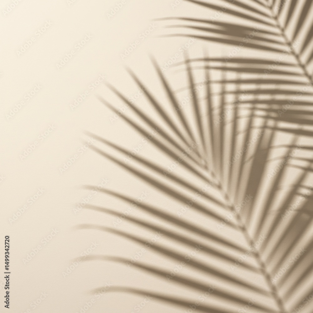 Obraz premium Beige Background with Palm Leaf Shadow