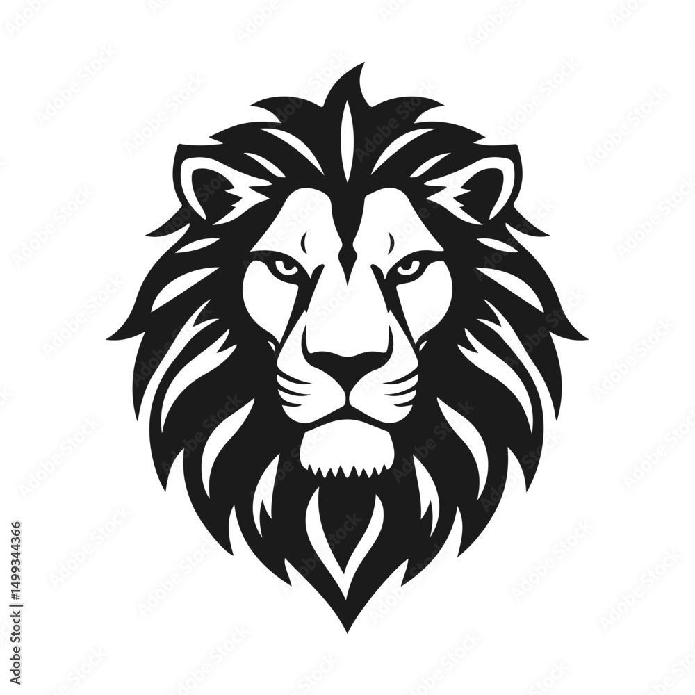Fototapeta premium Lion logo with detailed mane. Animal icon template.Symbol of strength, power and leadership. Stylish design is perfect for branding, logos and product design. Wild animal, king lion, fierce predator