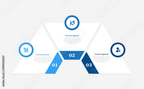 modern business triangle three-step process infographic