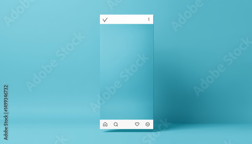 Mockup of social media interface on blue background, showcasing clean design for digital content