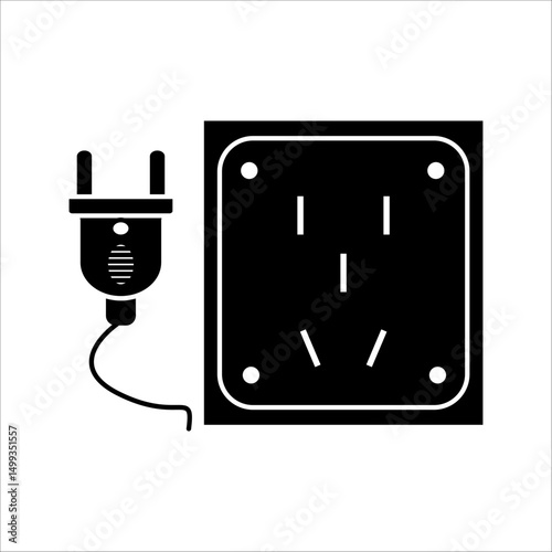 Electrical socket and plug icon design isolated on white background. Vector illustration