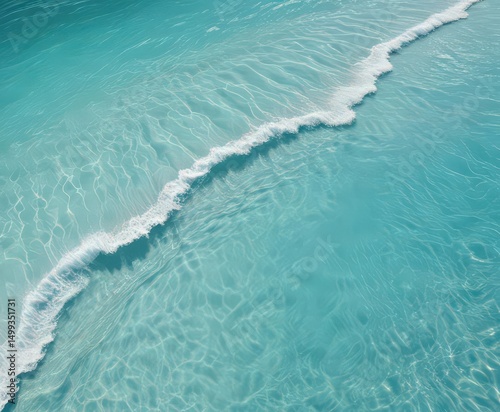 Crystal-clear turquoise water with gentle wave action and foamy edges , turquoise,  wave,  beach