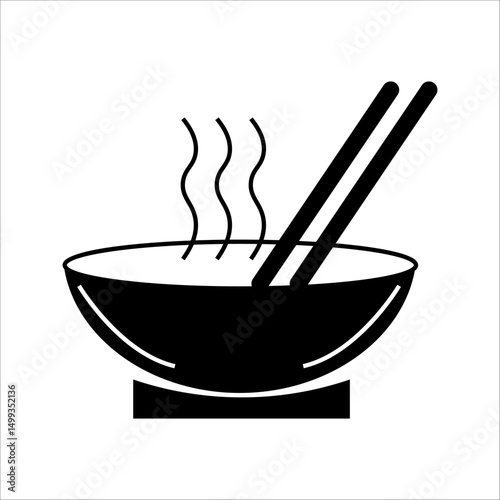 Soup bowl cutlery outline vector icon for food apps and websites. Flat style bowl icon in black line art.