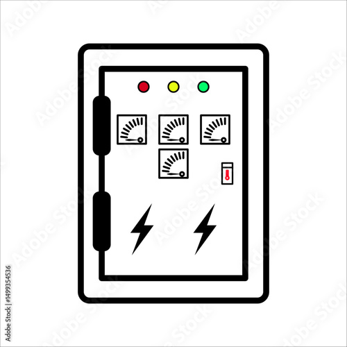electrical panel box vector. Electrical distribution icon. Editable on black and white background