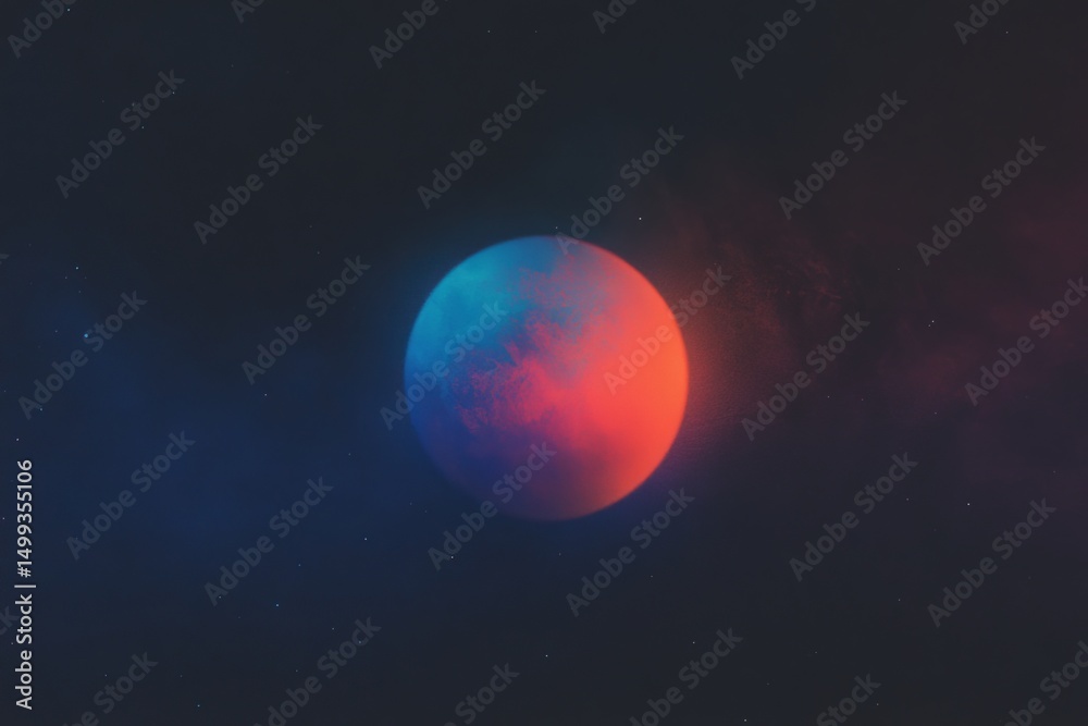 Obraz premium Vibrant gradient planet in cosmic grunge overlay for modern design