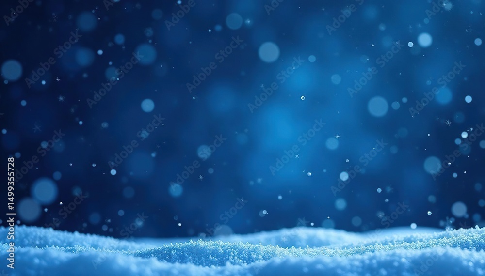 Obraz premium Beautiful winter background of falling snowflakes on a dark blue night , night, winter