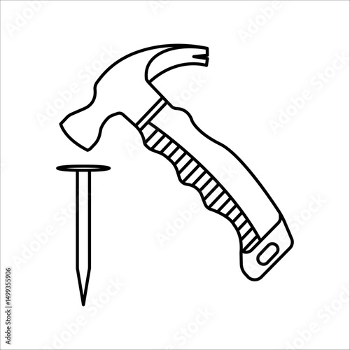 illustration of hummer icon and nails sign symbol vector isolated
