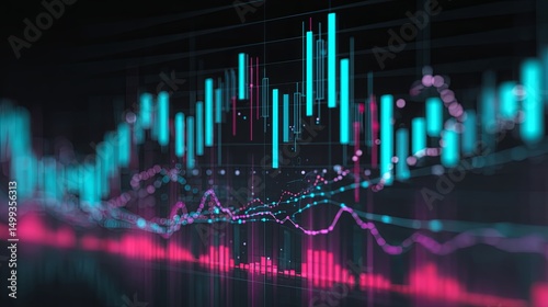 Vibrant Stock Chart with Dynamic Line Graph Illustration