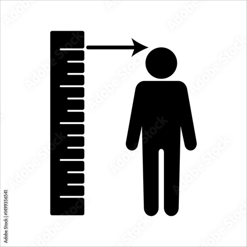 Vector man height scale icon. Tall person icon. Height symbol illustration