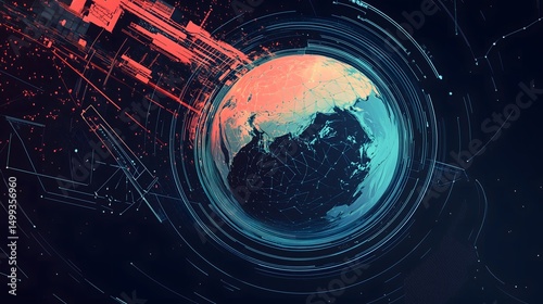 Fototapeta Naklejka Na Ścianę i Meble -  Orbiting earth abstract space station