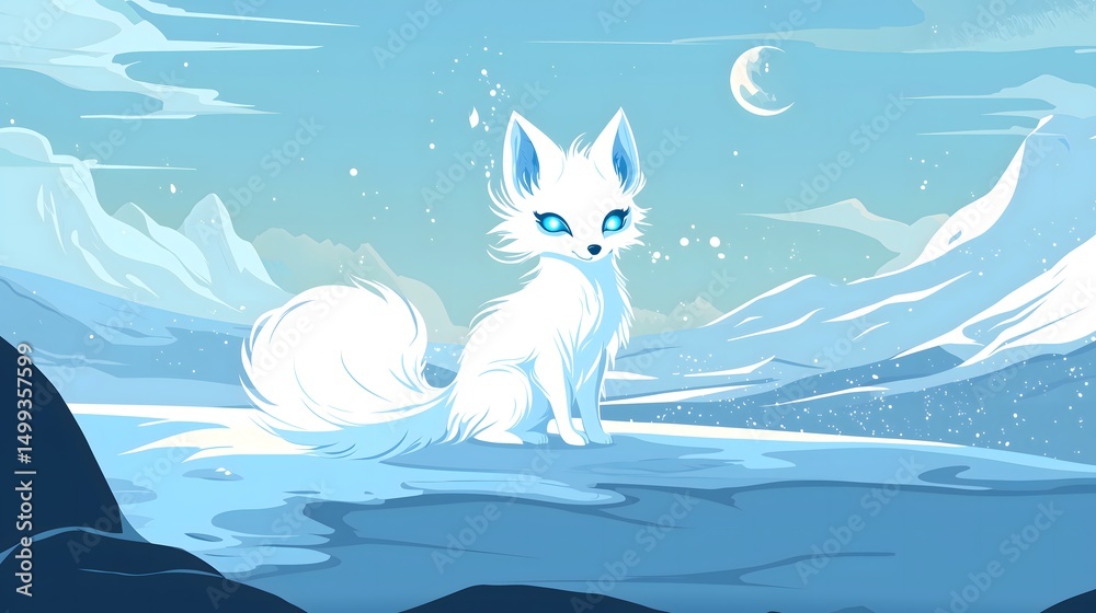 Obraz premium Fantasy arctic fox in ice realm