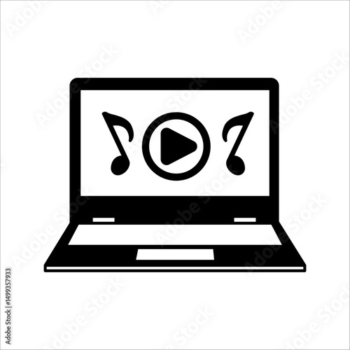 Video and music player, web page, play button. Video concept, streaming, multimedia.
