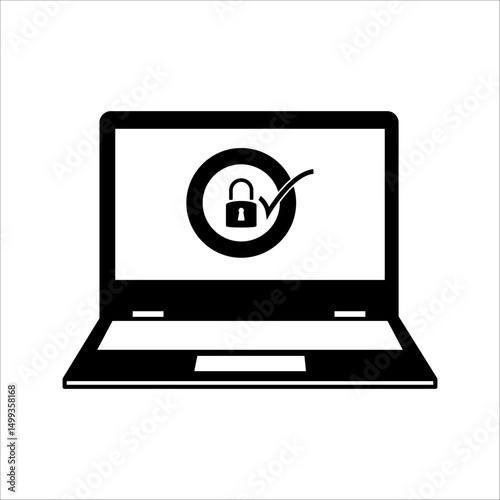 Laptop with a check mark known as system access