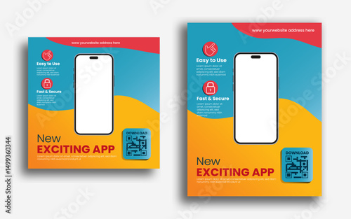 Mobile app flyer & banner template editable