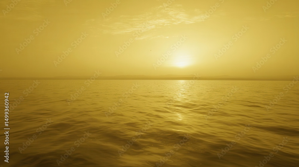 Fototapeta premium Golden sunset over a tranquil sea.