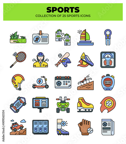 Collection of 25 Colorful Sports Icons