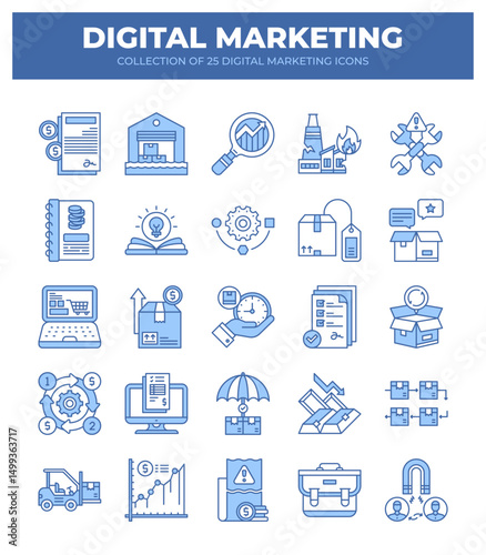 Collection of 25 Digital Marketing Icons. A Visual Guide to Modern Business Strategies