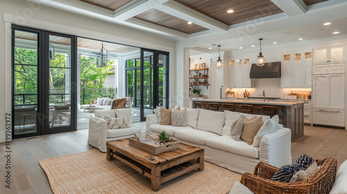 living room interior view and open door