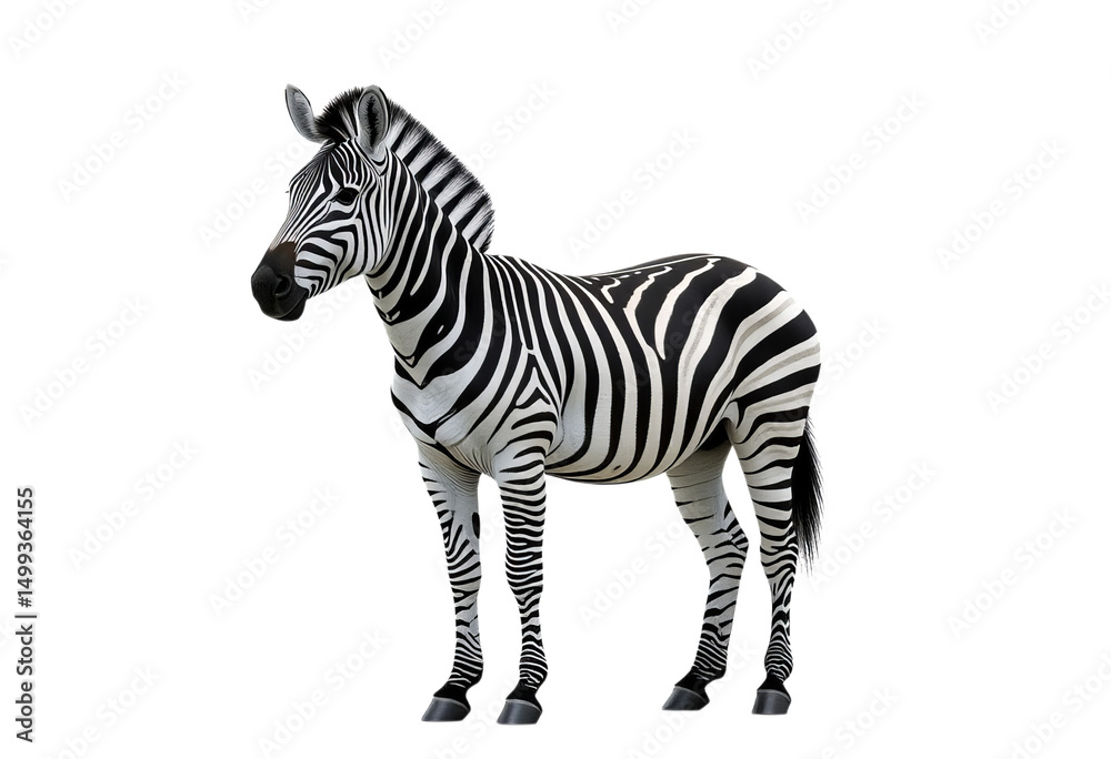 Fototapeta premium Zebra Cutout, Isolated Transparent Background