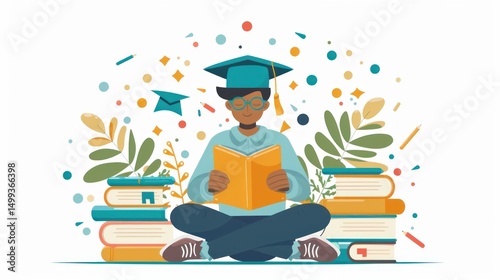 Student reading a book