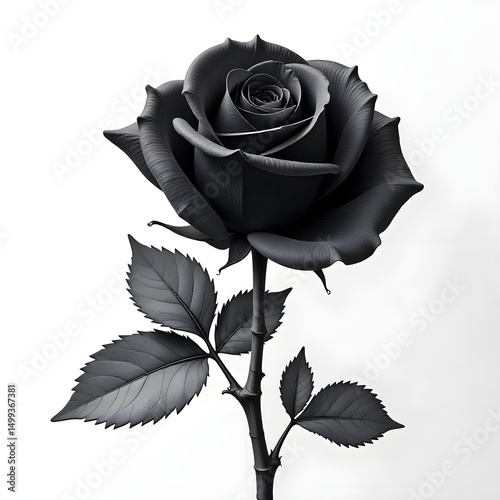 Black rose isolated on white background