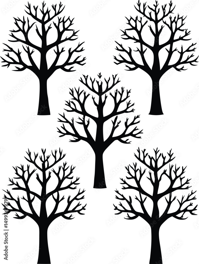 Obraz premium Silhouette Collection of Four Bare Winter Trees